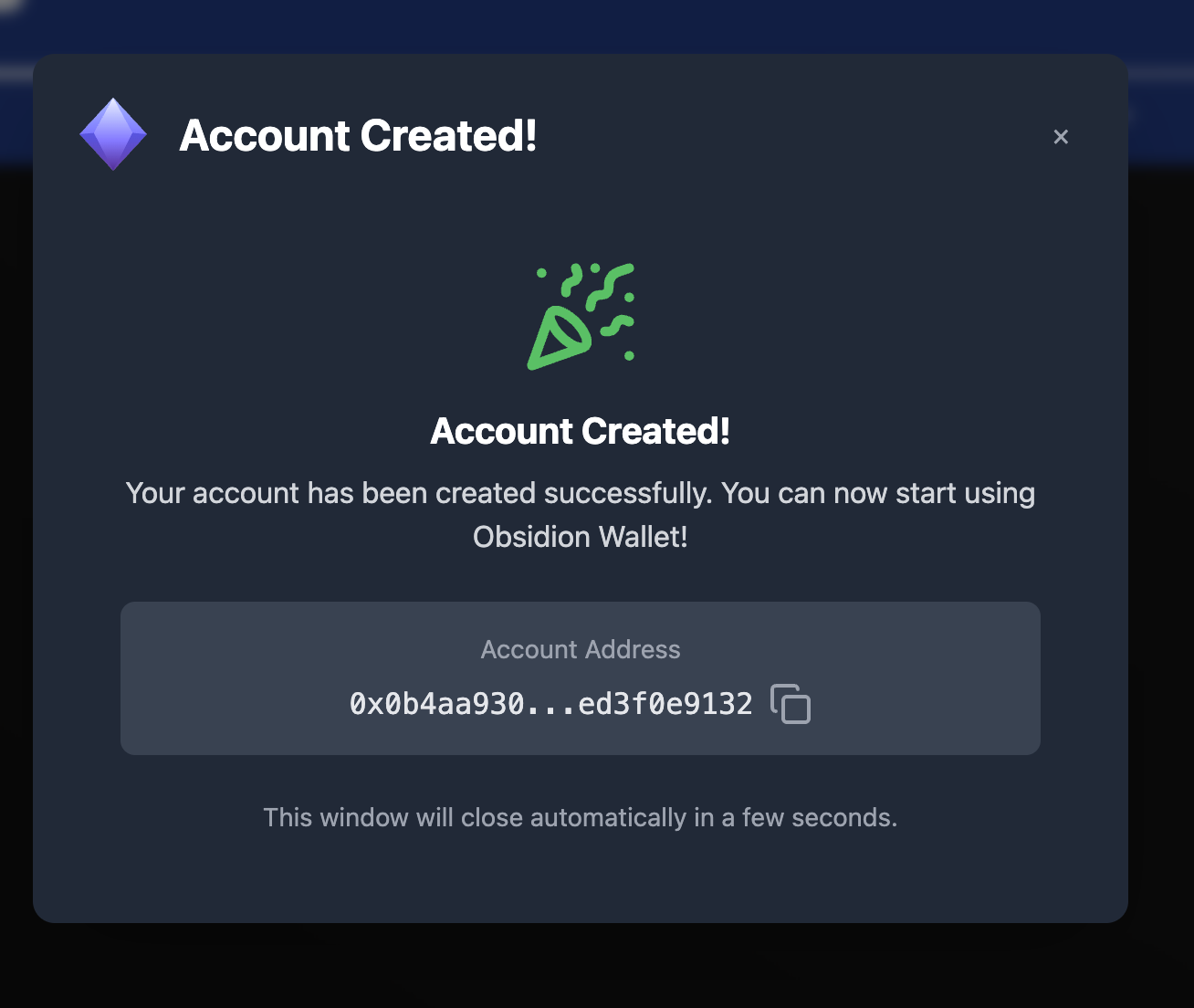 Successful Account Creation
