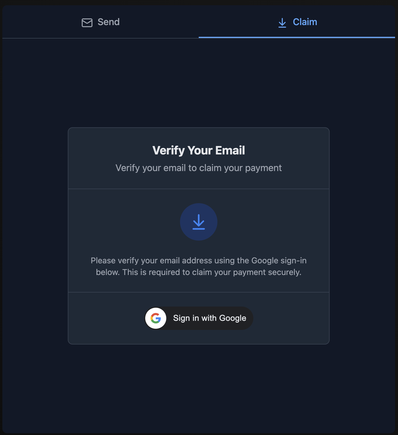 Claim Email Tab