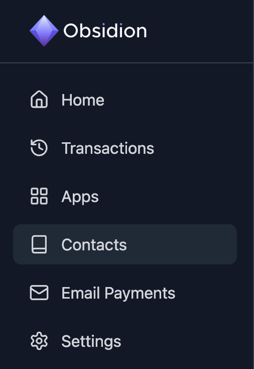 Sidebar with Contacts Highlighted