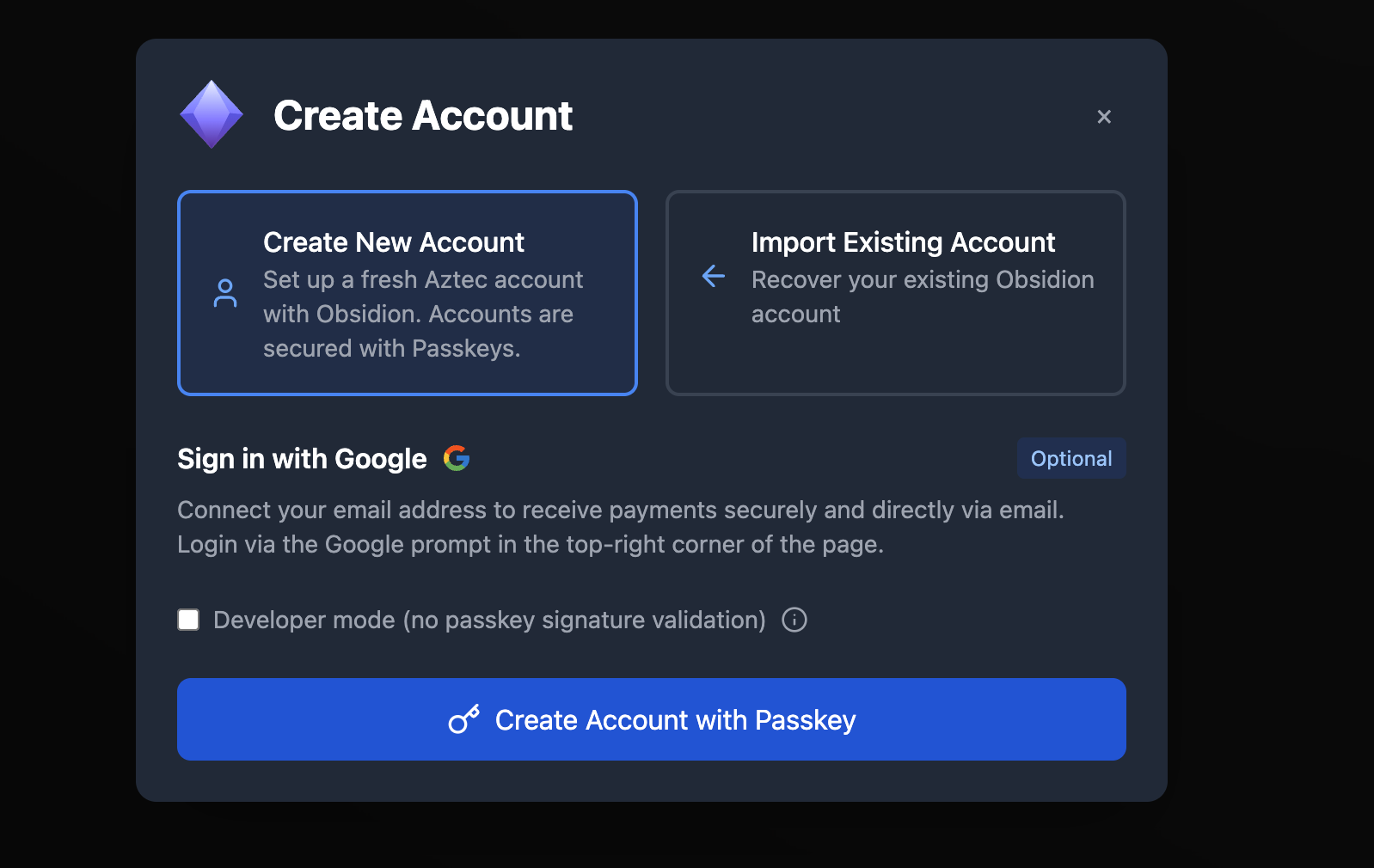 Creating Obsidion Account